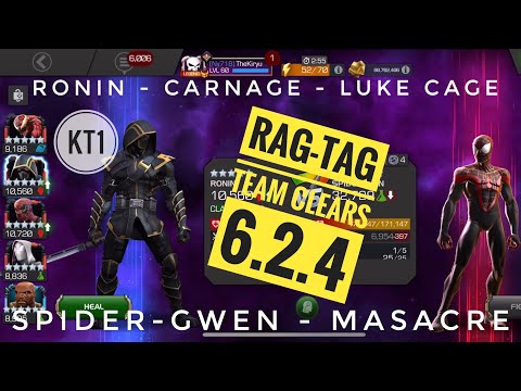 MCOC School Of Cool! Rag-Tag Team Clears 6.2.4! Full Clear - No Items!