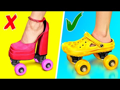 DIY YOUR OWN COOL SHOES WITH WHEELS || Broke VS Rich Clothes and Shoes Hacks by 123 GO! FOOD