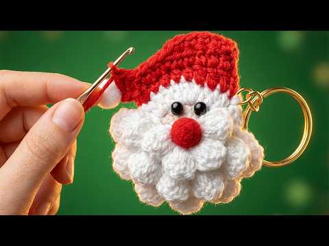 Szybki szydełkowy brelok do kluczy z Mikołajem | Ręcznie robiony prezent, który mogą wykonać nawe...