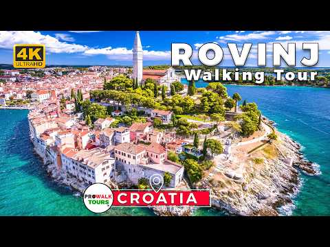 Croatia Walking Tour 🇭🇷 | Full Rovinj City Walk with Drone Intro & Historic Sites [4K 60pfs|