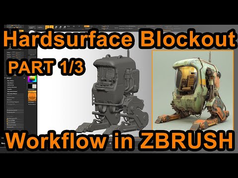Hardsurface Blockout Workflow in Zbrush- Mech 3D Modeling