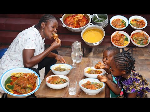 LUNCH TIME!!! ABULA RECIPE !! - TRADITIONAL FOOD FOR WHOLE FAMILY, AFRICAN NIGERIAN LOCAL FOOD !!