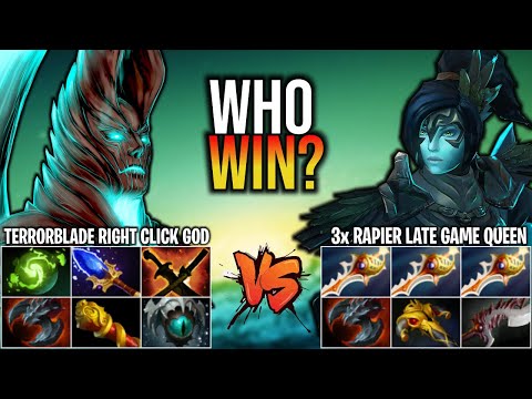 (DUAL PERSPECTIVE) TERRORBLADE RIGHT CLICK GOD VS PHANTOM ASSASINS 3x RAPIER  | DOTA 2