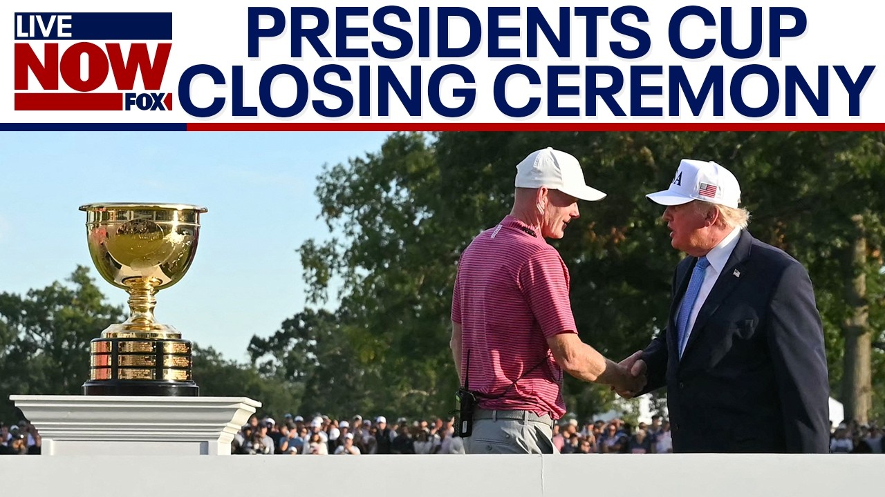 Trump attends Presidents Cup trophy presentation at Medinah Country Club