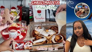 Christmas Eve Travel Vlog: Opening gifts, Selfcare + STUCK AT THE AIRPORT