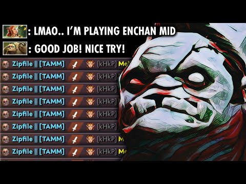 Enchantress MID?? TRY HARD BRO!!  ZIPFILE PUDGE IS HERE!!!! | GENIUS PUDGE