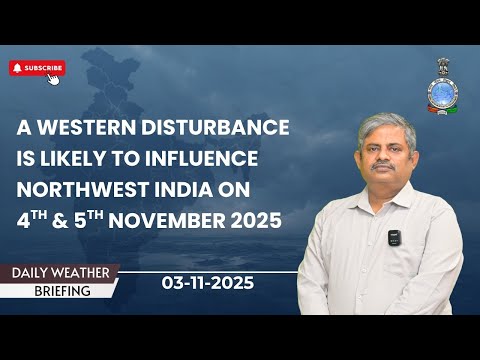 A Western Disturbance is likely to influence northwest India on 4th & 5th November 2025.