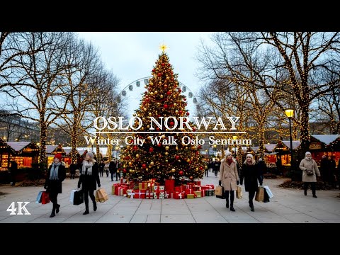 OSLO NORWAY, Winter City Walk Oslo Sentrum! Virtual Walking 4k