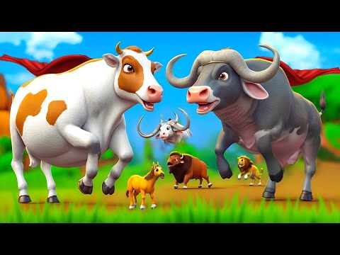 Super Cow Team vs. Super Buffalo Team: The Lost Treasure Hunt | Animals Adventures 2024