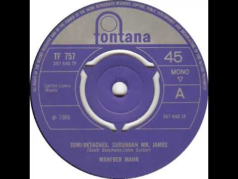 UK New Entry 1966 (335) Manfred Mann - Semi-Detached, Suburban Mr. James