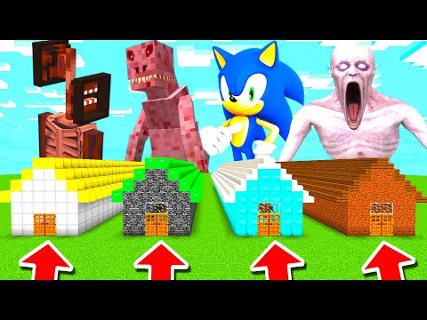 Minecraft PE : DO NOT CHOOSE THE WRONG LONG HOUSE! (Siren Head, Sonic, SCP-3199, SCP-096 & MORE)