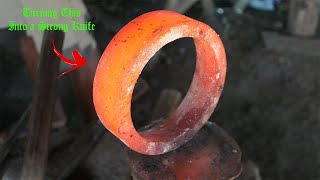 How To Forge a Knife/ Forging a Super Strong HUNTING KNIFE From The Tr