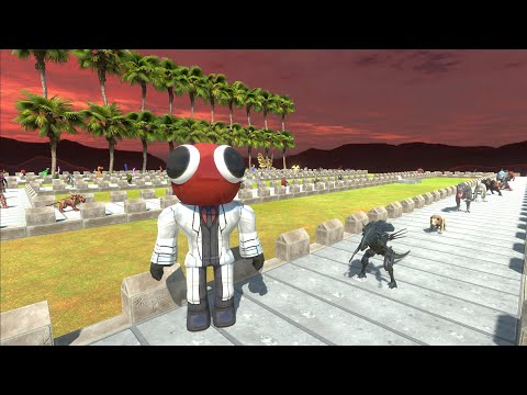 RAINBOW FRIEND RED FIGHT AVENGERS DEATH RUN - Animal Revolt Battle Simulator