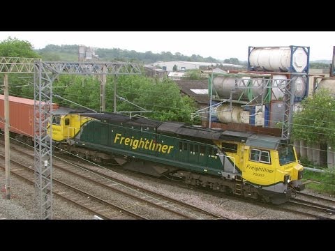 Ditton Junction 24.5.2014 - Class 70 Freightliner action in sidings Widnes