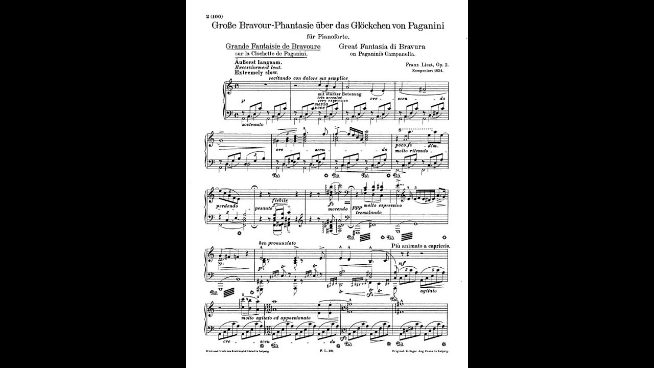 F. Liszt - Grande fantaisie de bravoure sur La clochette, S.420 (Audio + Sheet Music)