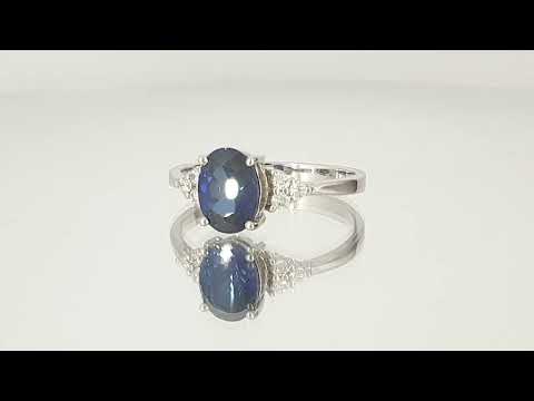 A video of Royal Blue Sapphire & Diamond Ring in 14k Gold