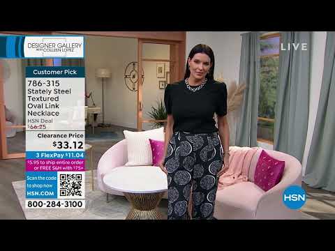 Stately Steel Textured Oval Link Necklace