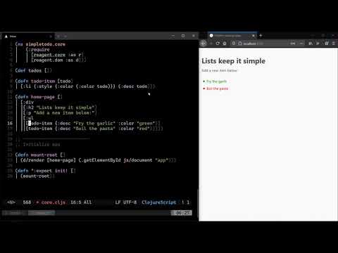 ClojureScript with React (Reagent) - A simple todo app