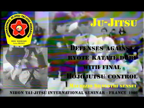 Ju-Jitsu: Defenses against ryote katate dori, Hojojutsu control - Maurizio Silvestri sensei -1986