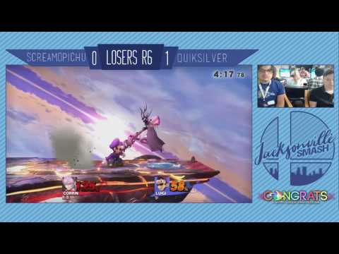 Jax Smash Weekly 4/6/17 -ScreamoPichu(Corrin) Vs Quiksilver(Luigi) - Wii U Losers Top 8