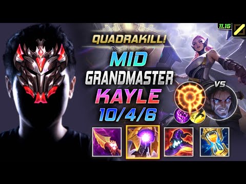 GrandMaster Kayle MID vs Sylas - 천상계 장인 미드 케일 템트리 룬 내셔 집공 ケイル Кейл 正义天使 凱爾 - LOL KR 11.15
