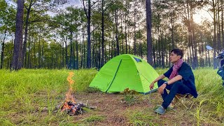 Relaxing Camping Trip with Simple Food in the Forest