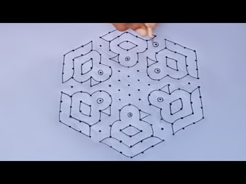 15*8 dots birds rangoli||easy rangoli||chukkala muggulu||15 pulli kolam||by MY RANGOLI