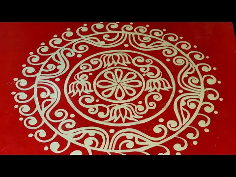 Bengali Wedding Special Beautiful Alpona Design//আলপনা আঁকা//Paramita's Kalka