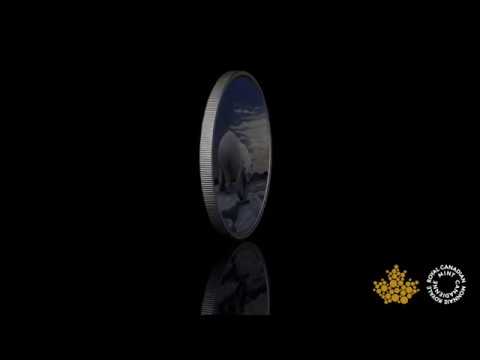 2 oz. Pure Silver Glow-in-the-Dark Coin - Arctic Animals and Northern Lights: Polar Bear