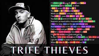 Eminem&#39;s verse on &quot;Trife Thieves&quot; | Lyrics, Rhymes Highlighted