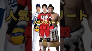 日本人の人気スポーツ選手の身長比較 #Shorts #大谷翔平