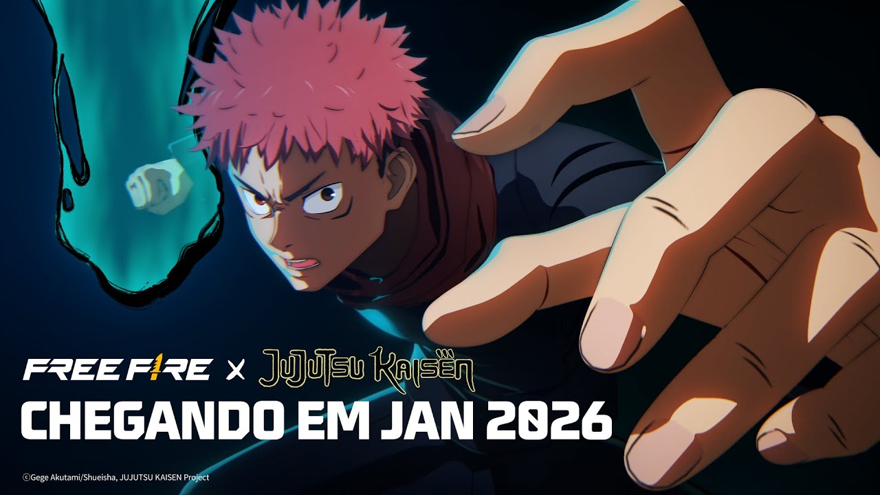 Free Fire × Jujutsu Kaisen chega em janeiro de 2026 | Garena Free Fire Brasil