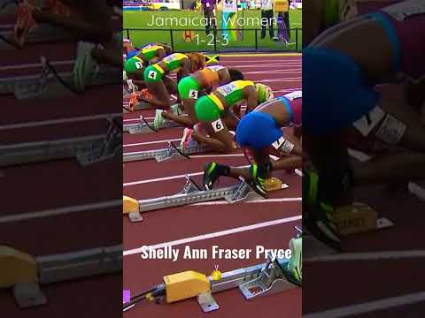 Jamaica sweeps 100 meter final at worlds! #shorts #worldchampionship #shellyannfraserpryce