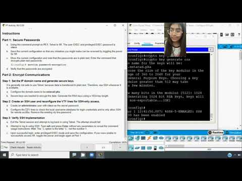 Packet tracer 1.3.6 Configure SSH