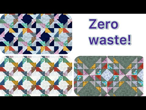 2 Easy Patchwork Blocks of Fabric Scraps. Twisted Rail Fence Quilt Block Tutorial. For Beginners.