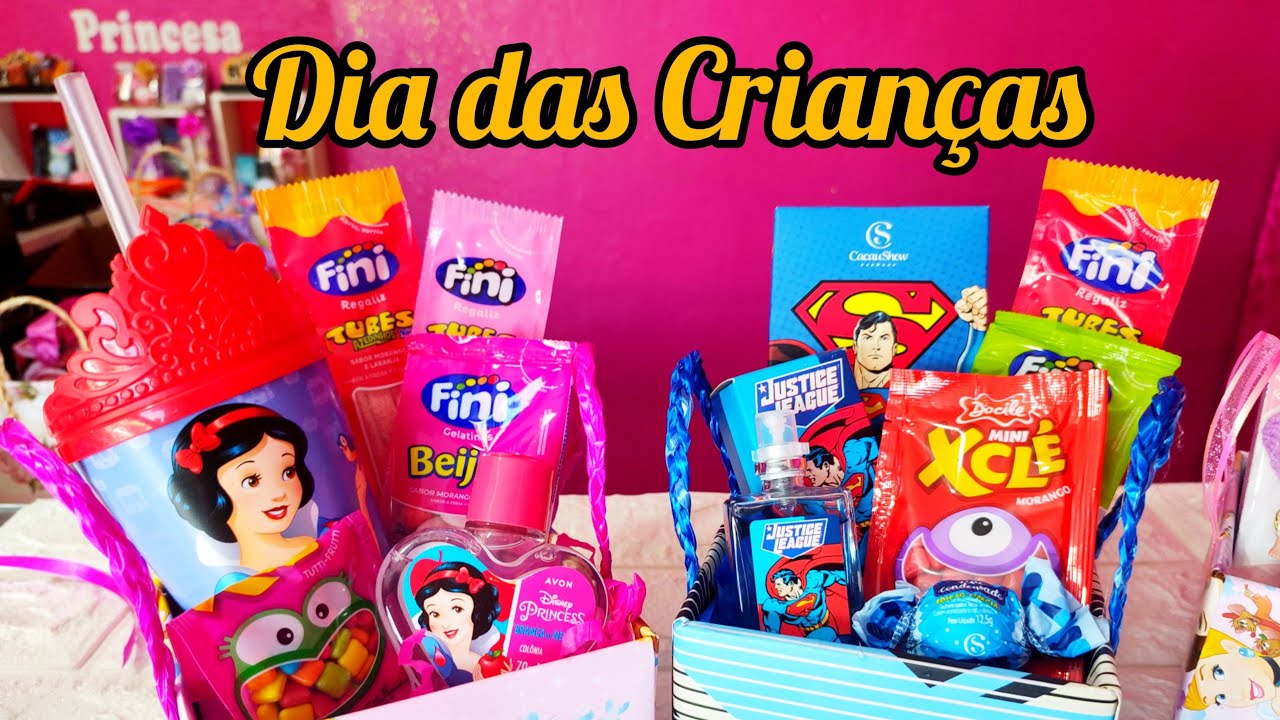 kits , Cestinhas para Dia das Crianças com passo a passo de como fazer as caixinhas