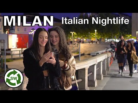 Milan - Walking in Navigli District Italian Saturday Night life (4K UHD)