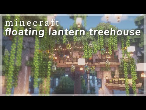 [Minecraft] Floating Lantern Treehouse 🍃🏮 | Speed Build with CIT Resource Packs