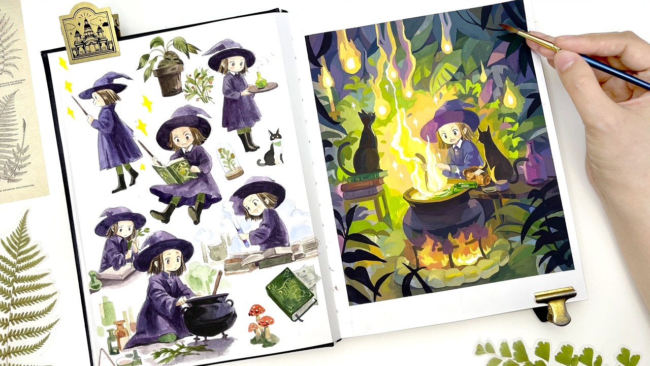 Overcoming Art Block｜Simple Tips to Get Art Flowing｜Relaxing Gouache Painting Process｜Paint with Me