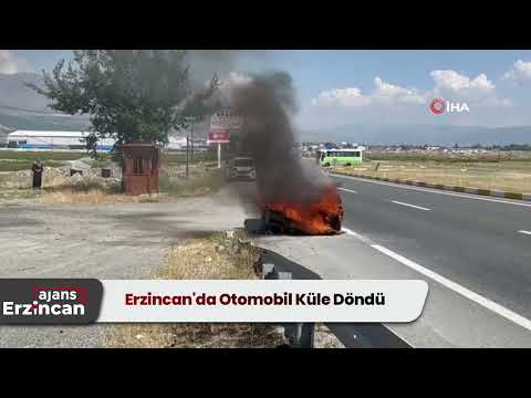 Erzincan'da Otomobil Küle Döndü