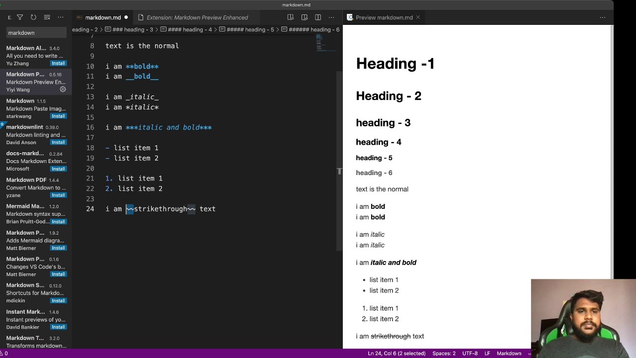 Entire github flavoured markdown in one video - write docs