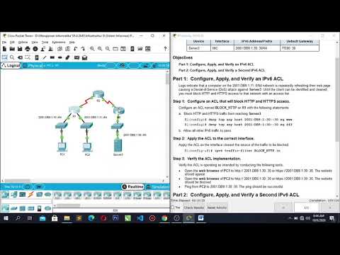 4.3.2.6 Packet Tracer Configuring IPv6 ACLs