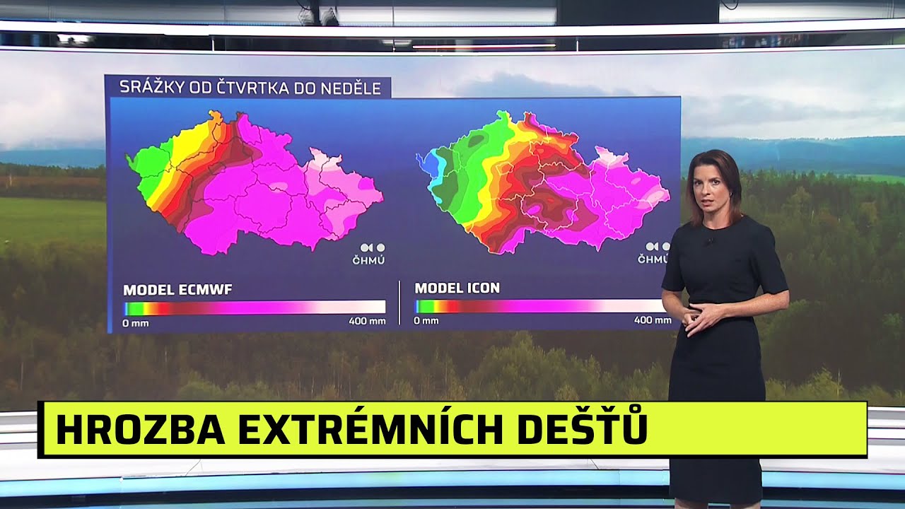 Takto vypadá hrozivá předpověď pro další dny. Model ukazuje, kde po Česku udeří lijáky
