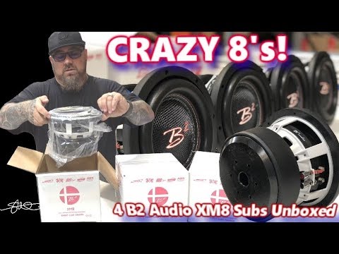 Crazy 8's! Four B2 Audio XM8 750 Watt 8" Subwoofers Unboxed