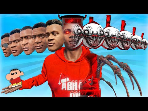 😱Franklin Became 10 Head Choo Choo Charles in GTA 5!