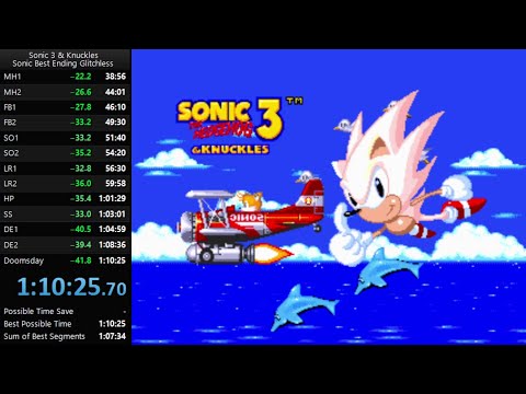 Sonic 3 & Knuckles - All Emeralds Glitchless Speedrun with Sonic (100%) in 1:10:25 [Current Record]