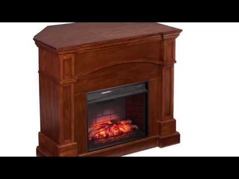 Southern Enterprises Lantana Electric Fireplace W/ Infrared Heater - Oak Saddle