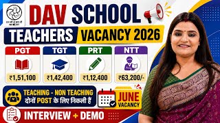 DAV PUBLIC SCHOOL TEACHERS VACANCY 2026: PGT TGT PRT NTT & Others | Teaching & Non-Teaching Posts