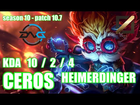 【韓国サーバー/D2】DFM CEROS ハイマーディンガー(Heimerdinger) VS パンテオン(Pantheon) MID - Patch10.7 KR Ranked【LoL】