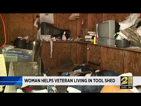 Woman helps veteran living in tool shed